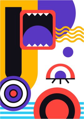 Abstract pop art collage surrealism face design vector illustration. Designed for NFT, token, wallpaper, poster, crypto, punk, aesthetic poster. NFT token in crypto artwork for blockchain digital art