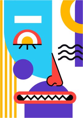Abstract pop art collage surrealism face design vector illustration. Designed for NFT, token, wallpaper, poster, crypto, punk, aesthetic poster. NFT token in crypto artwork for blockchain digital art