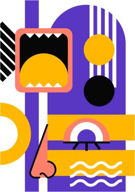 Abstract pop art collage surrealism face design vector illustration. Designed for NFT, token, wallpaper, poster, crypto, punk, aesthetic poster. NFT token in crypto artwork for blockchain digital art