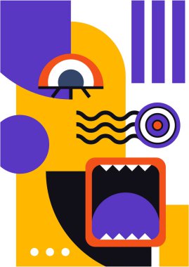 Abstract pop art collage surrealism face design vector illustration. Designed for NFT, token, wallpaper, poster, crypto, punk, aesthetic poster. NFT token in crypto artwork for blockchain digital art