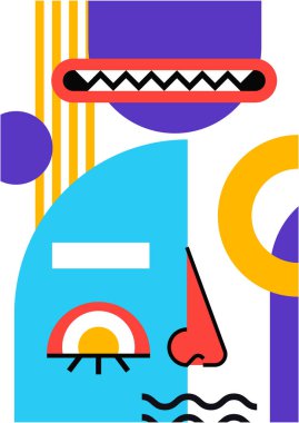 Abstract pop art collage surrealism face design vector illustration. Designed for NFT, token, wallpaper, poster, crypto, punk, aesthetic poster. NFT token in crypto artwork for blockchain digital art