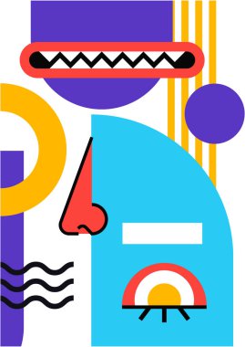 Abstract pop art collage surrealism face design vector illustration. Designed for NFT, token, wallpaper, poster, crypto, punk, aesthetic poster. NFT token in crypto artwork for blockchain digital art