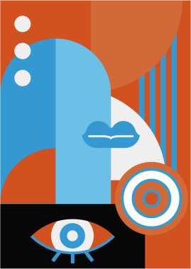 Abstract pop art collage surrealism face design vector illustration. Designed for NFT, token, wallpaper, poster, crypto, punk, aesthetic poster. NFT token in crypto artwork for blockchain digital art