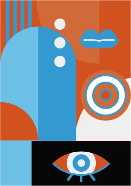 Abstract pop art collage surrealism face design vector illustration. Designed for NFT, token, wallpaper, poster, crypto, punk, aesthetic poster. NFT token in crypto artwork for blockchain digital art