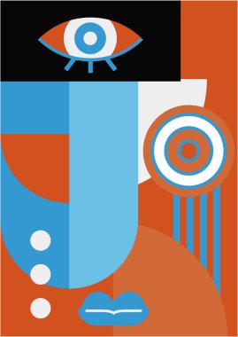 Abstract pop art collage surrealism face design vector illustration. Designed for NFT, token, wallpaper, poster, crypto, punk, aesthetic poster. NFT token in crypto artwork for blockchain digital art