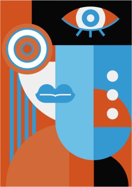 Abstract pop art collage surrealism face design vector illustration. Designed for NFT, token, wallpaper, poster, crypto, punk, aesthetic poster. NFT token in crypto artwork for blockchain digital art