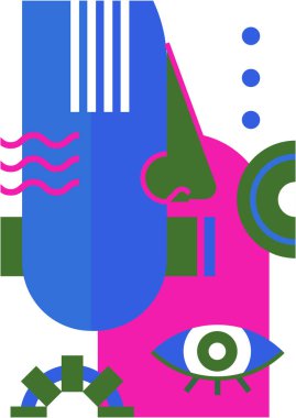 Abstract pop art collage surrealism face design vector illustration. Designed for NFT, token, wallpaper, poster, crypto, punk, aesthetic poster. NFT token in crypto artwork for blockchain digital art