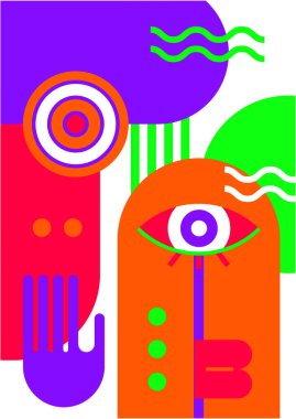 Abstract pop art collage surrealism face design vector illustration. Designed for NFT, token, wallpaper, poster, crypto, punk, aesthetic poster. NFT token in crypto artwork for blockchain digital art