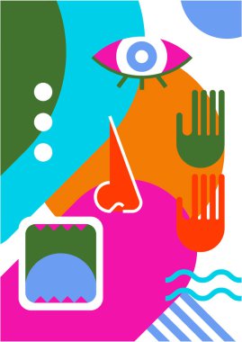 Abstract pop art collage surrealism face design vector illustration. Designed for NFT, token, wallpaper, poster, crypto, punk, aesthetic poster. NFT token in crypto artwork for blockchain digital art