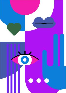 Abstract pop art collage surrealism face design vector illustration. Designed for NFT, token, wallpaper, poster, crypto, punk, aesthetic poster. NFT token in crypto artwork for blockchain digital art