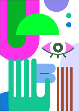 Abstract pop art collage surrealism face design vector illustration. Designed for NFT, token, wallpaper, poster, crypto, punk, aesthetic poster. NFT token in crypto artwork for blockchain digital art