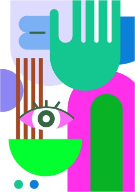 Abstract pop art collage surrealism face design vector illustration. Designed for NFT, token, wallpaper, poster, crypto, punk, aesthetic poster. NFT token in crypto artwork for blockchain digital art