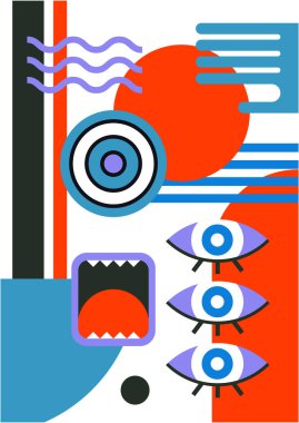Abstract pop art collage surrealism face design vector illustration. Designed for NFT, token, wallpaper, poster, crypto, punk, aesthetic poster. NFT token in crypto artwork for blockchain digital art