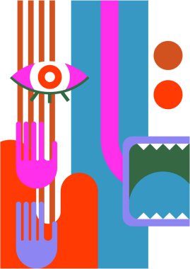 Abstract pop art collage surrealism face design vector illustration. Designed for NFT, token, wallpaper, poster, crypto, punk, aesthetic poster. NFT token in crypto artwork for blockchain digital art