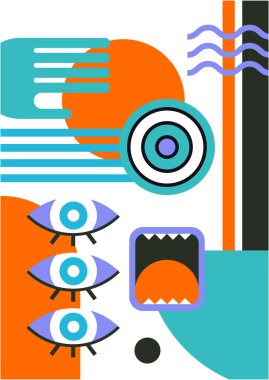Abstract pop art collage surrealism face design vector illustration. Designed for NFT, token, wallpaper, poster, crypto, punk, aesthetic poster. NFT token in crypto artwork for blockchain digital art