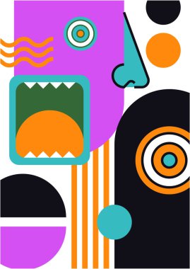 Abstract pop art collage surrealism face design vector illustration. Designed for NFT, token, wallpaper, poster, crypto, punk, aesthetic poster. NFT token in crypto artwork for blockchain digital art