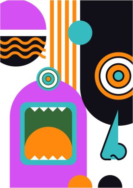 Abstract pop art collage surrealism face design vector illustration. Designed for NFT, token, wallpaper, poster, crypto, punk, aesthetic poster. NFT token in crypto artwork for blockchain digital art