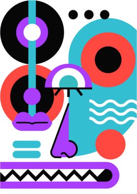 Abstract pop art collage surrealism face design vector illustration. Designed for NFT, token, wallpaper, poster, crypto, punk, aesthetic poster. NFT token in crypto artwork for blockchain digital art