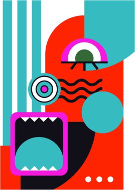 Abstract pop art collage surrealism face design vector illustration. Designed for NFT, token, wallpaper, poster, crypto, punk, aesthetic poster. NFT token in crypto artwork for blockchain digital art