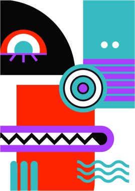 Abstract pop art collage surrealism face design vector illustration. Designed for NFT, token, wallpaper, poster, crypto, punk, aesthetic poster. NFT token in crypto artwork for blockchain digital art
