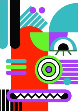 Abstract pop art collage surrealism face design vector illustration. Designed for NFT, token, wallpaper, poster, crypto, punk, aesthetic poster. NFT token in crypto artwork for blockchain digital art
