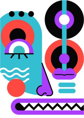 Abstract pop art collage surrealism face design vector illustration. Designed for NFT, token, wallpaper, poster, crypto, punk, aesthetic poster. NFT token in crypto artwork for blockchain digital art