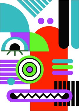 Abstract pop art collage surrealism face design vector illustration. Designed for NFT, token, wallpaper, poster, crypto, punk, aesthetic poster. NFT token in crypto artwork for blockchain digital art