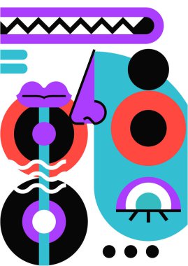 Abstract pop art collage surrealism face design vector illustration. Designed for NFT, token, wallpaper, poster, crypto, punk, aesthetic poster. NFT token in crypto artwork for blockchain digital art