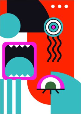 Abstract pop art collage surrealism face design vector illustration. Designed for NFT, token, wallpaper, poster, crypto, punk, aesthetic poster. NFT token in crypto artwork for blockchain digital art