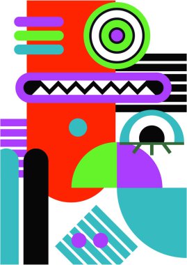 Abstract pop art collage surrealism face design vector illustration. Designed for NFT, token, wallpaper, poster, crypto, punk, aesthetic poster. NFT token in crypto artwork for blockchain digital art