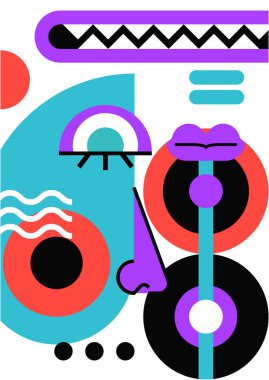 Abstract pop art collage surrealism face design vector illustration. Designed for NFT, token, wallpaper, poster, crypto, punk, aesthetic poster. NFT token in crypto artwork for blockchain digital art