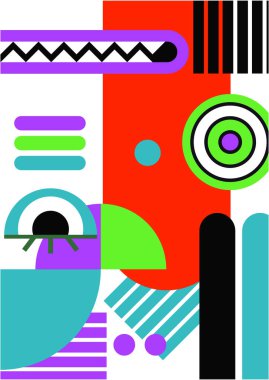 Abstract pop art collage surrealism face design vector illustration. Designed for NFT, token, wallpaper, poster, crypto, punk, aesthetic poster. NFT token in crypto artwork for blockchain digital art