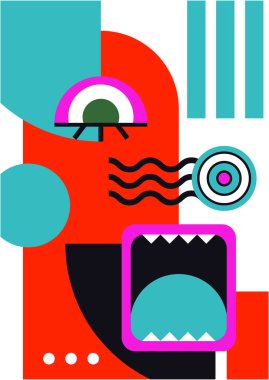 Abstract pop art collage surrealism face design vector illustration. Designed for NFT, token, wallpaper, poster, crypto, punk, aesthetic poster. NFT token in crypto artwork for blockchain digital art