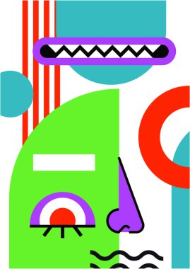 Abstract pop art collage surrealism face design vector illustration. Designed for NFT, token, wallpaper, poster, crypto, punk, aesthetic poster. NFT token in crypto artwork for blockchain digital art