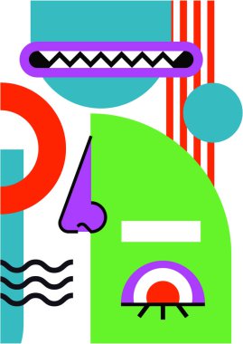Abstract pop art collage surrealism face design vector illustration. Designed for NFT, token, wallpaper, poster, crypto, punk, aesthetic poster. NFT token in crypto artwork for blockchain digital art