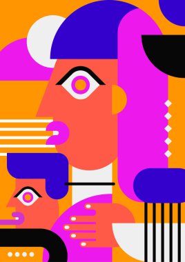 Abstract pop art collage surrealism face design vector illustration. Designed for NFT, token, wallpaper, poster, crypto, punk, aesthetic poster. NFT token in crypto artwork for blockchain digital art