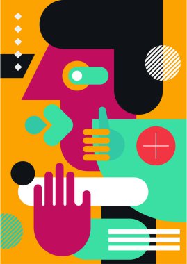 Abstract pop art collage surrealism face design vector illustration. Designed for NFT, token, wallpaper, poster, crypto, punk, aesthetic poster. NFT token in crypto artwork for blockchain digital art