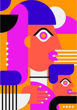 Abstract pop art collage surrealism face design vector illustration. Designed for NFT, token, wallpaper, poster, crypto, punk, aesthetic poster. NFT token in crypto artwork for blockchain digital art