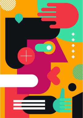 Abstract pop art collage surrealism face design vector illustration. Designed for NFT, token, wallpaper, poster, crypto, punk, aesthetic poster. NFT token in crypto artwork for blockchain digital art