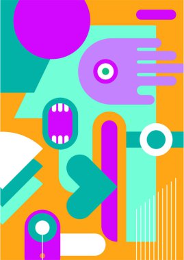 Abstract pop art collage surrealism face design vector illustration. Designed for NFT, token, wallpaper, poster, crypto, punk, aesthetic poster. NFT token in crypto artwork for blockchain digital art