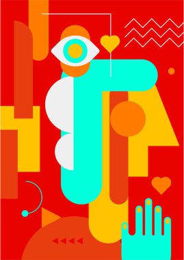 Abstract pop art collage surrealism face design vector illustration. Designed for NFT, token, wallpaper, poster, crypto, punk, aesthetic poster. NFT token in crypto artwork for blockchain digital art