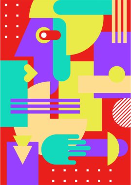 Abstract pop art collage surrealism face design vector illustration. Designed for NFT, token, wallpaper, poster, crypto, punk, aesthetic poster. NFT token in crypto artwork for blockchain digital art