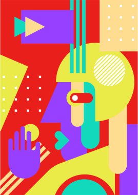 Abstract pop art collage surrealism face design vector illustration. Designed for NFT, token, wallpaper, poster, crypto, punk, aesthetic poster. NFT token in crypto artwork for blockchain digital art