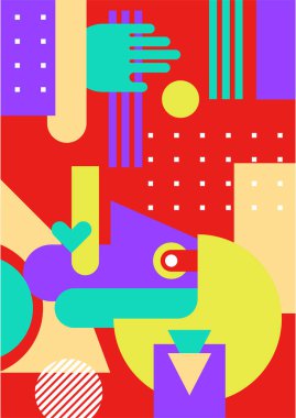 Abstract pop art collage surrealism face design vector illustration. Designed for NFT, token, wallpaper, poster, crypto, punk, aesthetic poster. NFT token in crypto artwork for blockchain digital art
