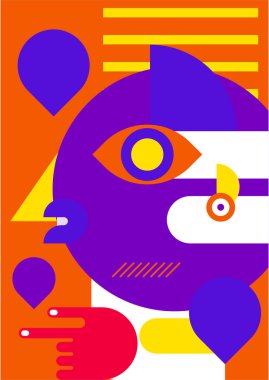 Abstract pop art collage surrealism face design vector illustration. Designed for NFT, token, wallpaper, poster, crypto, punk, aesthetic poster. NFT token in crypto artwork for blockchain digital art