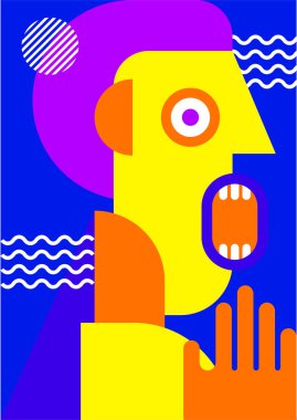 Abstract pop art collage surrealism face design vector illustration. Designed for NFT, token, wallpaper, poster, crypto, punk, aesthetic poster. NFT token in crypto artwork for blockchain digital art