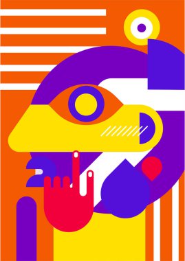 Abstract pop art collage surrealism face design vector illustration. Designed for NFT, token, wallpaper, poster, crypto, punk, aesthetic poster. NFT token in crypto artwork for blockchain digital art