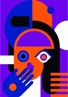 Abstract pop art collage surrealism face design vector illustration. Designed for NFT, token, wallpaper, poster, crypto, punk, aesthetic poster. NFT token in crypto artwork for blockchain digital art
