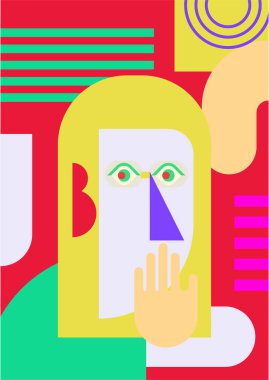 Abstract pop art collage surrealism face design vector illustration. Designed for NFT, token, wallpaper, poster, crypto, punk, aesthetic poster. NFT token in crypto artwork for blockchain digital art
