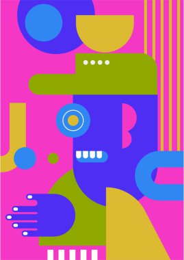 Abstract pop art collage surrealism face design vector illustration. Designed for NFT, token, wallpaper, poster, crypto, punk, aesthetic poster. NFT token in crypto artwork for blockchain digital art